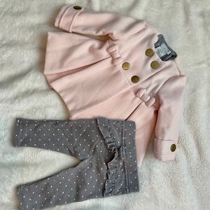 Pink and grey Tahari Baby coat with matching pants